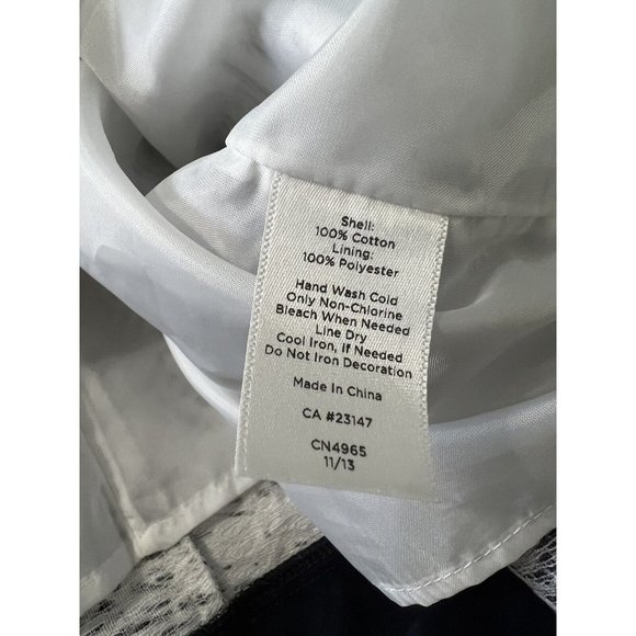 Talbots navy blue & White short sleeved sheath dress sz large beading cotton L - Picture 9 of 9